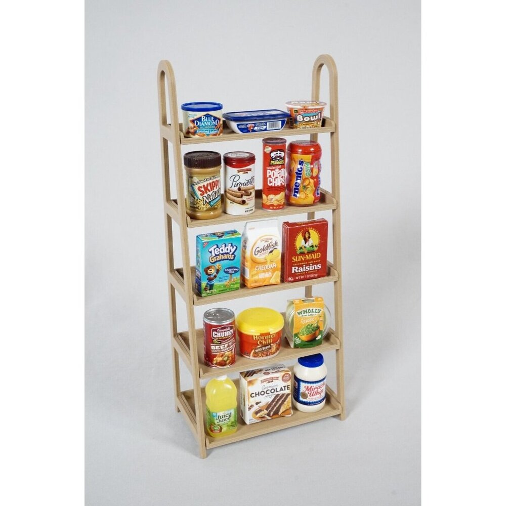 Mini Display Shelf Ladder Stand Miniature Doll Furniture 3D Printed Wood 1:6